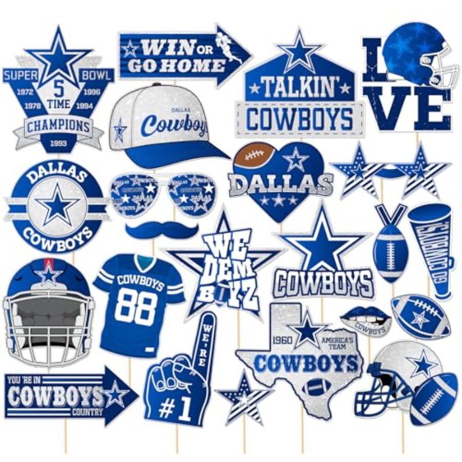 Party Games No Props - Cowboy Football Photo Booth Props, Rugby
