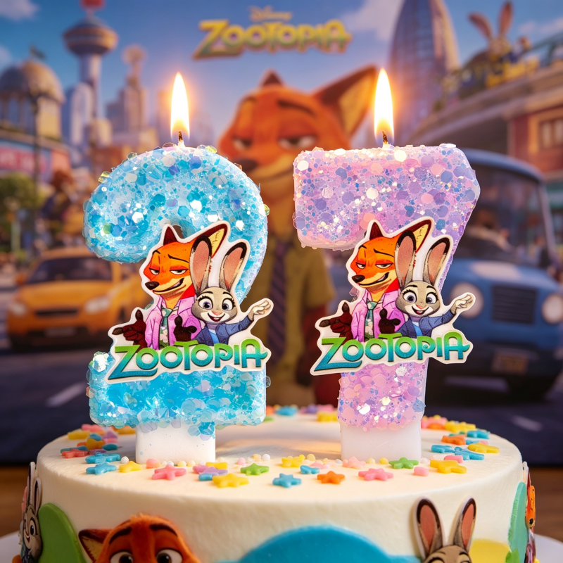 Zootopia Party Games - Amine Zootopia Candle Number 0-9 Birthday
