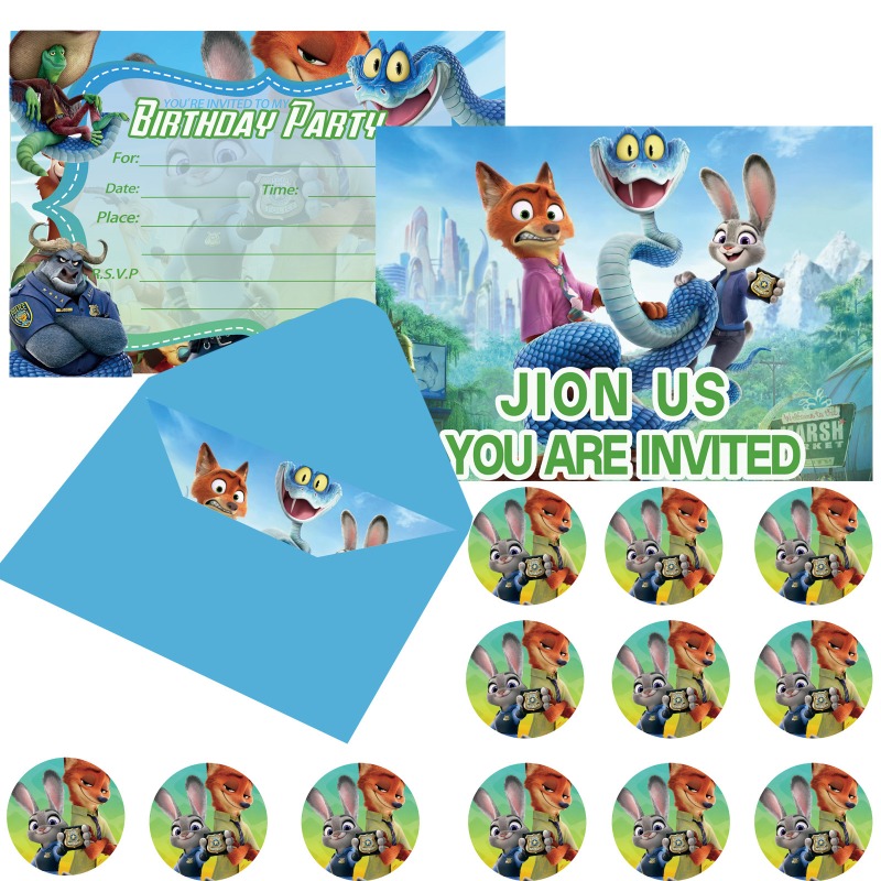 Zootopia Party Games - Zootopia 2 Party Invitation Card Envelope