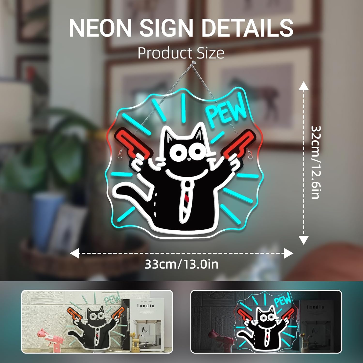 Cat Neon Sign USB Dimmable LED - Party Games Shop 리뷰 및 가격