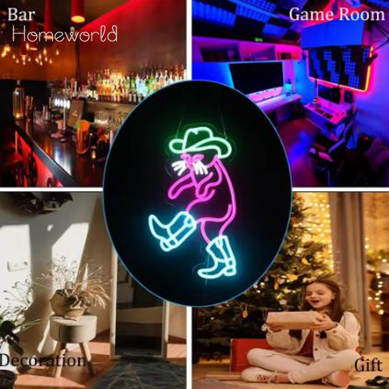 Cowboy Cat Neon Light Sign Dim - Party Games Shop 리뷰 및 가격