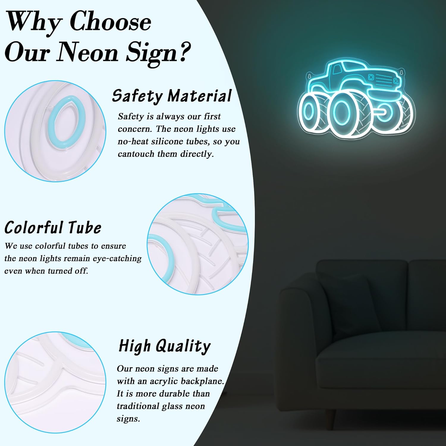 Truck Neon Sign USB Dimmable L - Party Games Shop 리뷰 및 가격