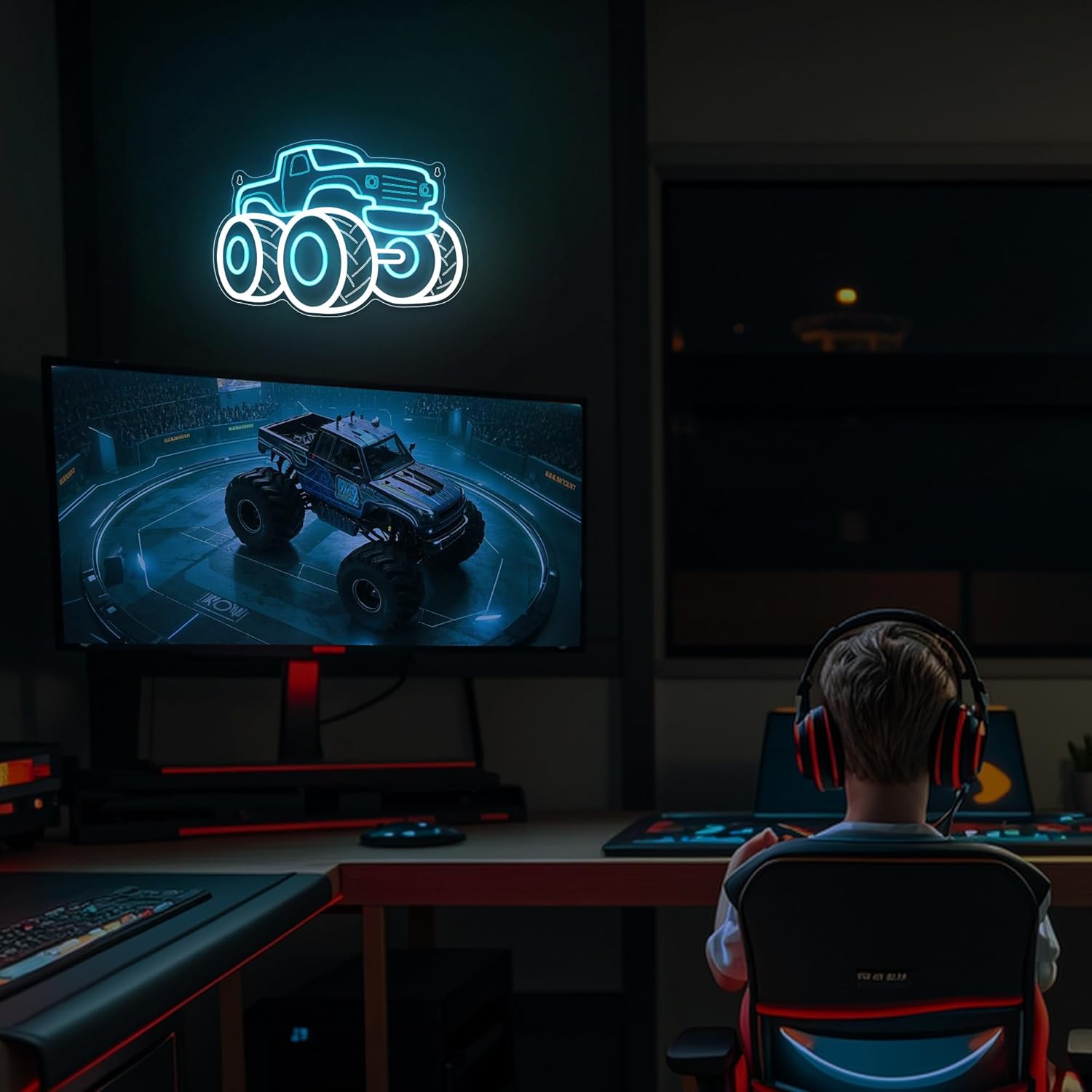 Truck Neon Sign USB Dimmable L - Party Games Shop 리뷰 및 가격