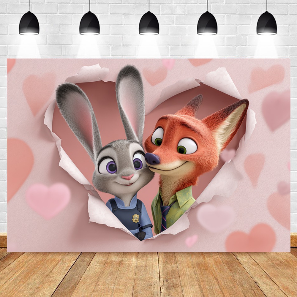 Zootopia Pink Heart Backdrop J - Zootopia Party Games 리뷰 및 가격