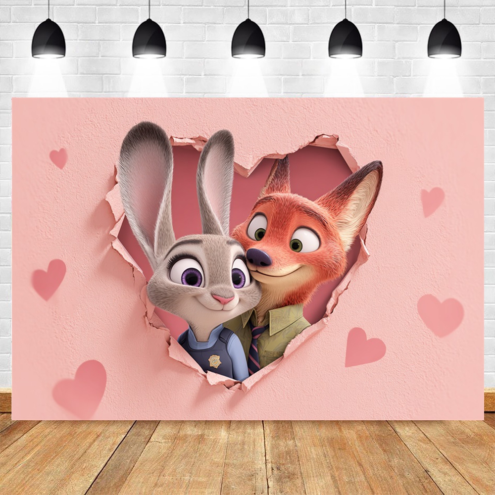 Zootopia Pink Heart Backdrop J - Zootopia Party Games 리뷰 및 가격