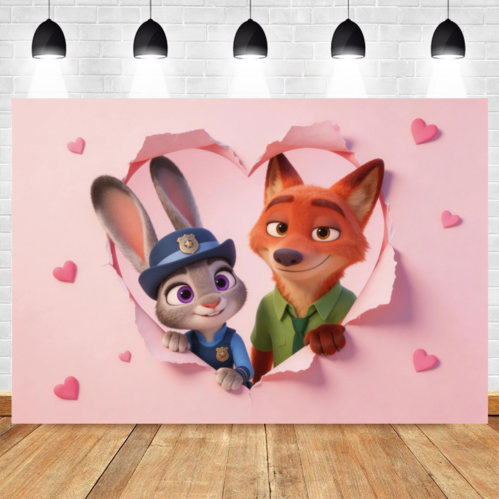 Zootopia Pink Heart Backdrop J - Zootopia Party Games 리뷰 및 가격