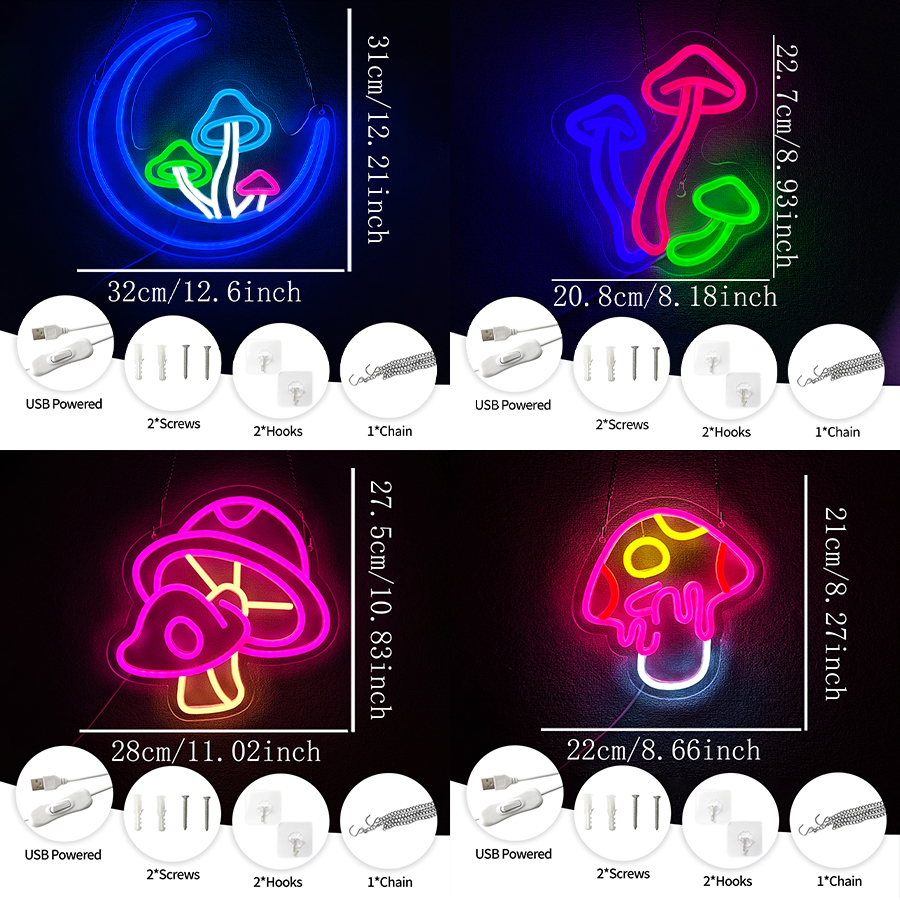 Mushroom Series Neon Sign For  - Party Games Shop 리뷰 및 가격