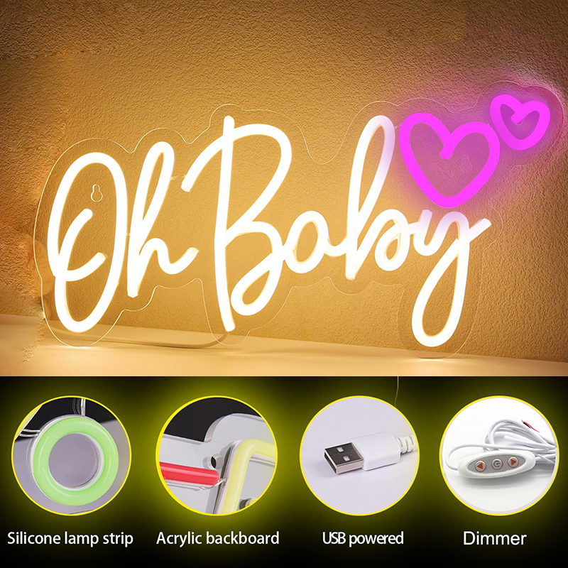 Oh Baby Neon Sign Love Heart L - Party Games Shop 리뷰 및 가격